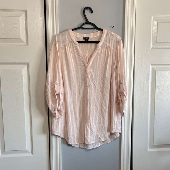 Torrid Blush Pink Striped Blouse - Picture 4 of 10